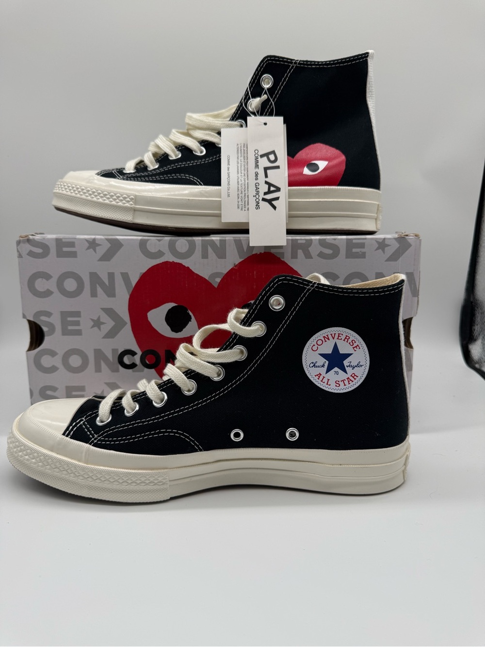 Converse x CDG PLAY Chuck 70 High Black 150205C Men’s Size 9/Women’s Sz 11